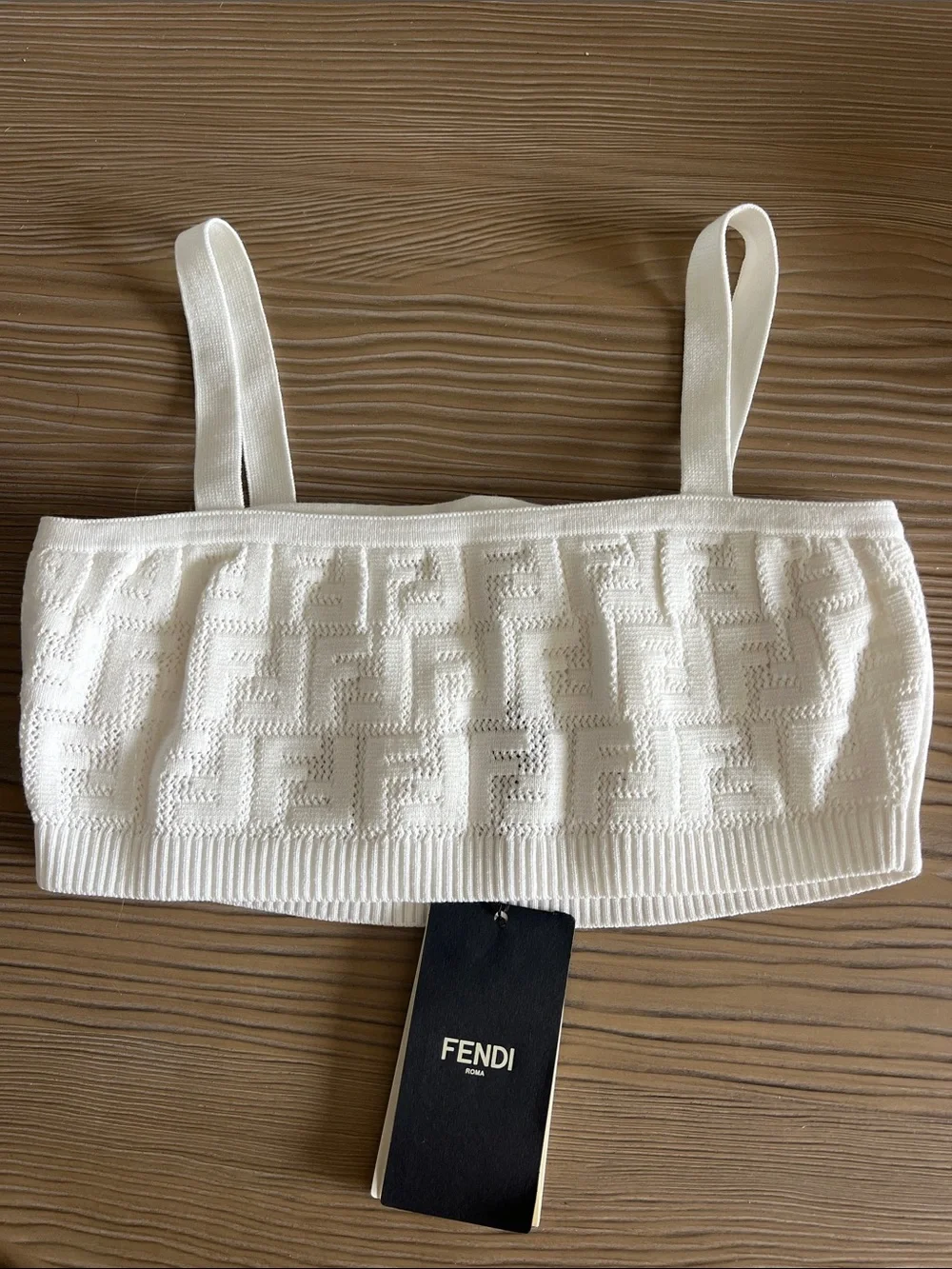 Fendi Cream FF Jacquard Knit Bandeau Top Xs - Picture 1 of 7
